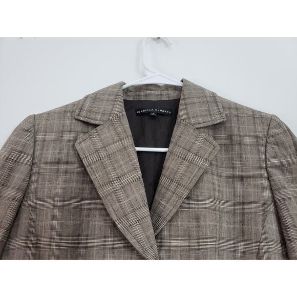 (S5) VTG Isabella De Marco Blazer Womens Size 4 Plaid Stretch Office Siren - Picture 2 of 7